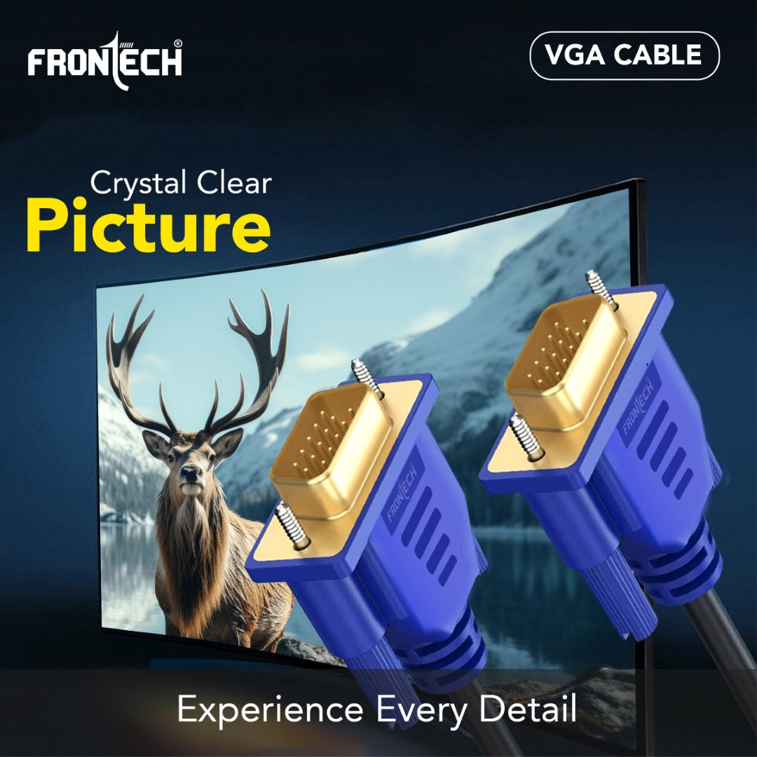 Frontech VGA Cable - 1.5M | Enhanced Signal Transmission for HD Audio/Video (NC-0027) Frontech VGA Cable - 1.5M | Enhanced Signal Transmission for HD Audio/Video (NC-0027)